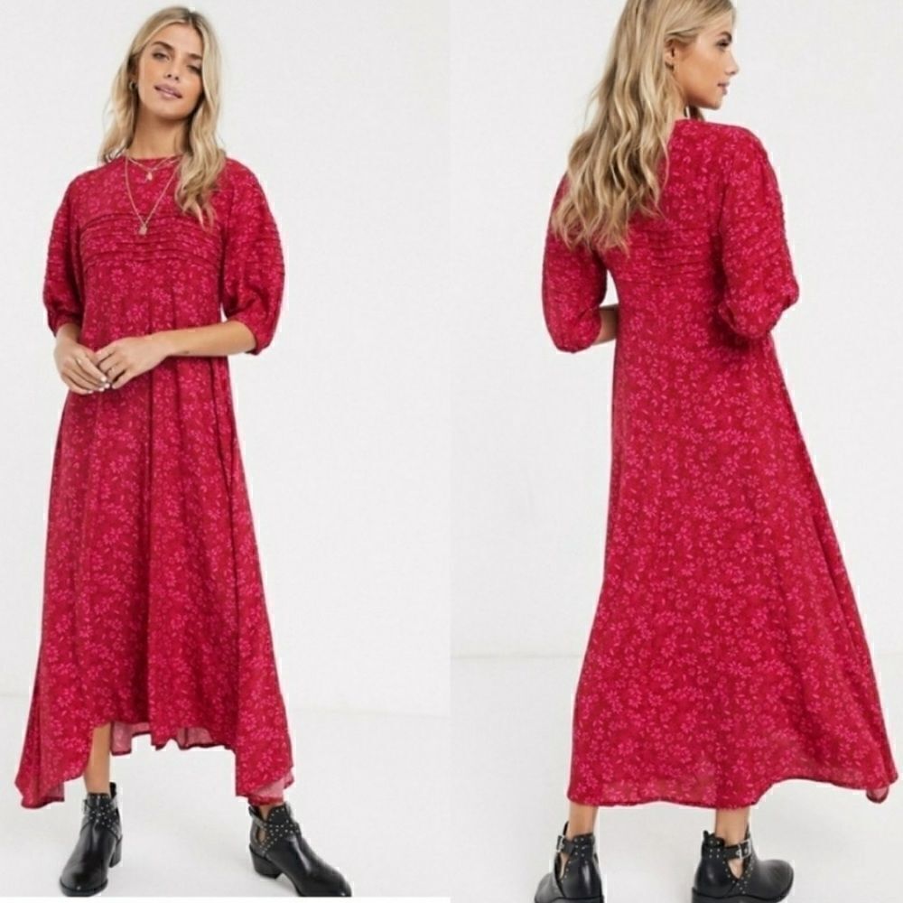 Free People Jessie Ditsy Floral Print Midi Dress Size 10